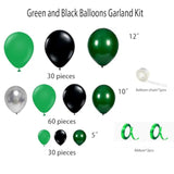 Green Black Balloon Garland Arch Kit,123Pcs Green, Black, Metallic Sil