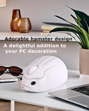 Wireless Mouse Cute White Hamster Shape Silent Fun Portable Novelty Funnny Optical 1200Dpi Usb Cordless Mice For Pc Laptop Computer Notebook Macbook Travel Office Kids Girl Boy Men Women Adults Gift