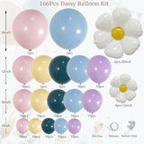 166Pcs Pink Blue Balloon Garland Arch Kit With Pastel Purple, Nude, Daisy Flower Balloons, Perfect For Girls' Birthday Decorations, Puppy-Themed Party Supplies, Dog Party