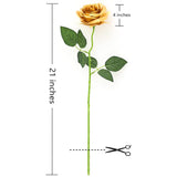 12 Pcs Artificial Flowers Gold Roses Fake Silk Flower Long Stem Artificial Roses For Home Wendding Bathroom Party Decorations (Gold)
