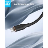 Anker Flow USB A to Lightning Cable, Durable Charging Cord for iPhone 14/13, AirPods, and More (Cord Organizer Included) (3FT, USB 2.0)