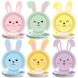48pcs Easter Bunny Paper Plates Rabbit Tableware Decorations Spring Easter Bunny Shaped Dinnerware Set Rabbit Paper Plates Disposable 7 Inch Dessert Dinner Plates for Party Supplies Decoration