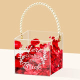 Clear Flower Girl Baskets For Wedding Acrylic Flower Basket With Pearl Handle Wedding Baskets For Flower Girls - Here Comes The Bride