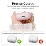 Cute TPU Protective Case Cover for AirPods 4 Case 2024 with Cleaner Kit and Shell Lanyard Accessories for Women Girls (Pink)