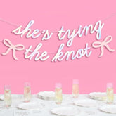 She’s Tying the Knot Iridescent Foil Banner 4.5Ft Bachelorette Engagement Decor