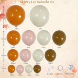 145 Pcs Fall Pink Pumpkin Balloon Arch Kit with Pink Sand White Orange Brown Balloons Decor