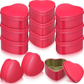 12 Pieces Valentine'S Day Heart Shaped Metal Tins Box With Lids Valentine'S Day Candy Boxes Cookie Biscuits Jar Empty Tin Box For Candies Treasures Cookies Kitchen Wedding Parties(Rose Red)