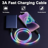 Usb C Charger Cable Led Light Up Charger Cord Visible 60W Rgb Gradual Changing Shining 3A Fast Charging Usb A To Usb C Data Sync Cord For Iphone 15/16?Samsung Galaxy Ss23+/S23 Ultra (3 Ft)