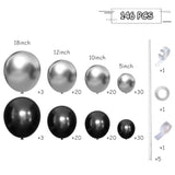 Black & Silver Balloon Garland Arch Kit: 146-Piece Party Decor