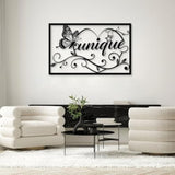 Large Black Metal Wall Decor - Butterfly Vines Love Stars Letter(Unique) Wall Art For Bedroom Living Room Office Home Decor