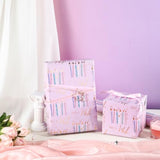 Reversible Birthday Wrapping Paper Roll - Purple Candle & White Stripe Metallic Foil Gift Wrap For Girls, Women, Party, Celebration - Mini Roll, 17 Inches X 32.8 Feet