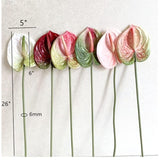 26 "Artificial Anthurium Lily Flowers Permanent Flower, 3 Pcs Tropical Imitation Plant Flower Bouquets For Table Centerpieces And Bridal Wedding Festival Decor Flower (White)