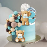 101 Pcs Bear Ball Cake Toppers Blue Brown Gold Khaki Mini Balloons Foam Balls Cake Toppers For Bear Birthday Baby Shower Wedding Decoration