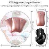 Ergonomic Mouse Pad With Wrist Support,Cute Floral Pattern Mouse Pads With Wrist Rest,Comfortable Mouse Pad For Home Office Gaming Work Computers Laptop With Non-Slip Pu Base (Rose Fantasy)