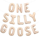 Goose 1St Birthday Party Decor One Silly Goose Birthday Decor One Silly Geese Balloon Banner Our Little Geese Is Turning One Farm Animal Themed Party Decor For Boy Girl Beige Funny 1St Bday