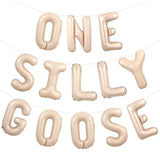 Goose 1St Birthday Party Decor One Silly Goose Birthday Decor One Silly Geese Balloon Banner Our Little Geese Is Turning One Farm Animal Themed Party Decor For Boy Girl Beige Funny 1St Bday