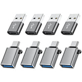 Usb To Usb C Adapter 8 Pack,Usb C To Usb Adapter,Usb C To Usb A Adapter,Usb To C Adapter,Usb-C To Usb Adapter,Usb To Usbc-C Adapter For Iphone,Macbook Pro,Ipad,Imac And More(Grey)