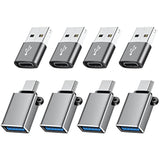 Usb To Usb C Adapter 8 Pack,Usb C To Usb Adapter,Usb C To Usb A Adapter,Usb To C Adapter,Usb-C To Usb Adapter,Usb To Usbc-C Adapter For Iphone,Macbook Pro,Ipad,Imac And More(Grey)