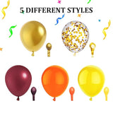 Fall Balloons 50Pcs 12Inch Burgundy Orange Yellow Gold Confetti Balloons for Autumn Party Decor