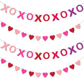 4 Pcs Felt Banner Valentines Decorations Pink Felt Ball Garland Hanging Banner Valentines Decor For Anniversary Wedding Valentine‘S Day