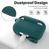 For Airpods Pro 1St/2Nd Generation Case Cover, Protective Silicone Skin Accessories With Keychain For Women Men For Apple Airpods Pro 2019/2022 Charging Case,Front Led Visible-Midnight Green