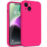 Compatible With 14 Plus Case With Screen Protector - Silky Silicone - Enhanced Camera Cover - 16Ft Drop Tested - Slim Fit Protective Phone Case For Women Girls 6.7" - Hot Pink