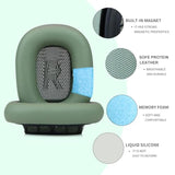 Lambskin Ear Cushions For Apple Airpods Max Headphones Replacement Earpads Sweat Proof Ear Cups Cushion Easy To Install With Magnet,Sheepskin And Memory Foam(Green)