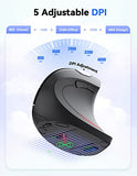 2.4G Ergonomic Mouse Vertical Wireless - 4800 Dpi Optical Carpal Tunnel Mouse Right Hand, 5 Adjustable Dpi, Quiet Clicks, 6 Buttons For Laptop, Desktop, Pc, Computer - Black