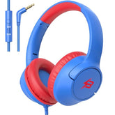 Kids Headphones With Cord For School, 85/94Db Volume Limit, Wired Headphones Over Ear For Kids Boys Girls With Microphone, Stereo Sound 3.5Mm Jack For Kindle, Tablet, Airplane Travel, Blue
