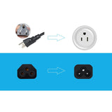 3-Slot Universal Ac Power Cord - 6Ft Replacement 3 Prong Laptop Power Cable, Nema 5-15P To Iec C5 Connector, Sjt 18 Gauge, Black