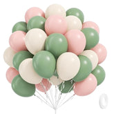 60-Pc Pink & Sage Green Balloon Set for Baby Shower & Party Décor