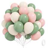 60-Pc Pink & Sage Green Balloon Set for Baby Shower & Party Décor