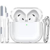 For Airpods 4 Protective Case, Soft Tpu Airpods 4Th Generation Protective Case, Transparent With Cleaning Kit, With Keychain, For Apple Airpods 4 Gen, Unisex -White