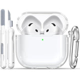 For Airpods 4 Protective Case, Soft Tpu Airpods 4Th Generation Protective Case, Transparent With Cleaning Kit, With Keychain, For Apple Airpods 4 Gen, Unisex -White