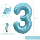 40in Light Blue Number 3 Foil Balloon Pastel Birthday Party Decor