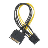 Sata 15 Pin To 8 Pin (6+2 Pin) Male Video Card Power Supply Cable 8.6Inch 22Cm