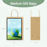 Gift Bags 100Pcs Brown Paper Bags With Handles Bulk 8X4.5X10.8 Inch Paper Gift Bag Medium Size, Kraft Paper Bag, Grocery Shopping Retail, Birthday Party Favors Wedding Sacks