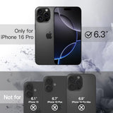 JETech Case for iPhone 16 Pro 6.3-Inch, Shockproof Phone Bumper Cover, Solid Color Matte TPU Frame, Anti-Scratch Clear Back (Black)