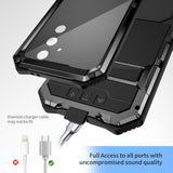 Compatible With Samsung Galaxy S24 Fe Case Metal Heavy Duty Phone Case Para Built-In Screen Protection Full Body Protective Dust Proof Military Grade Rugged 2024 Black