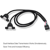 USB 2.0 Front Panel Header 9 Pin to USB A Adapter Y Splitter Cable Motherboard 9 Pin Header Splitter to Dual Type A Female Ports with Screw Panel