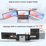 15.6" Laptop Screen Extender, 1080P Fhd Laptop Monitor Extender With 120% Srgb, 235°Rotation Detachable Dual Monitor, Plug & Play, Triple Screen Compatible With Windows, Mac, Chrome