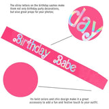 Birthday Babe Sash With Iridescent Foil, Hot Pink Birthday Sash For Girls, Birthday Gift For Women, Happy Birthday Sash For Official Teenager Sweet 16, 21St 30Th 40Th 50Th Or Any Other Bday Party