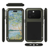 Military Rugged Case For Iphone 16 Pro , With Tempered Glass Screen Protector, Shockproof Dustproof Scratch Proof Hybrid Metal And Silicone Gel Heavy Duty Full Body Cover For Iphone 16 Pro