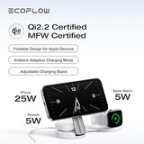 EF ECOFLOW Rapid Mag 3-in-1 Magnetic Wireless Charging Station, Qi2.2 25W Foldable MagSafe Charger Stand for iPhone 17/16/15, Watch & AirPods,