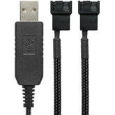 12V USB to Dual PC Fan Power Adapter 24 Inch Black Sleeved