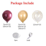 118Pcs Burgundy Gold Balloon Arch Garland Kit Double Stuffed Wine Red