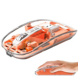 Wireless Led Slim Silent Bluetooth & 2.4G Tri-Mode 2400Dpi Optical Computer Mouse - Portable Rechargeable Transparent Cordless Mouse For Laptop Pc & Desktop