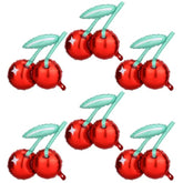 6Pcs Cherry Balloons, Red Cherry Foil Balloons Fruit Theme Party Decorations Birthday Supplies For Girls Baby Showers Fruit Party Home Decor