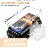 Rugged Metal Case For Iphone 16 Pro Max With Screen Protector, Kickstand, Camera Slide Cover, Full Body Cover, Military Grade Armor, Shockproof, Drop Tested, Outdoor (Silver)