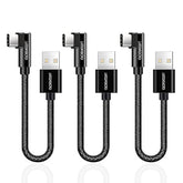 3 Pack 90 Degree Usb C Cable, 0.6Ft Short Right Angle Type C Charger Braided Usbc To Usb A 20Cm Charging And Data Sync Cord Compatible For S10 S9 S8, P40 P30 P20, Mate 30/20, Pixel